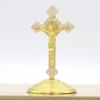 With Stand Zinc Zinc Alloy Cross Ornaments Religious Plated Gold Statue Church Cross Ornaments  Home Decor