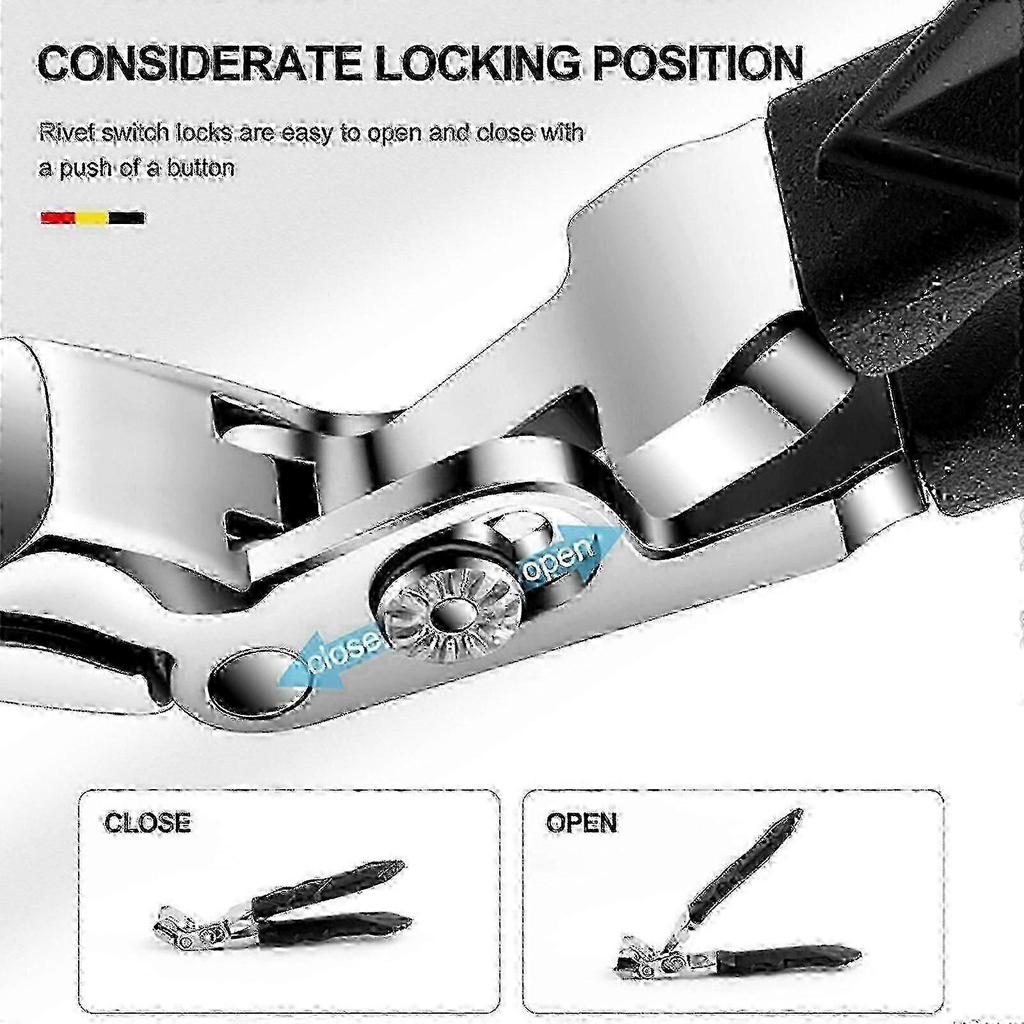 Ergonomic Senior Toenail Clippers for Thick Nails - Stainless Steel Angled Head