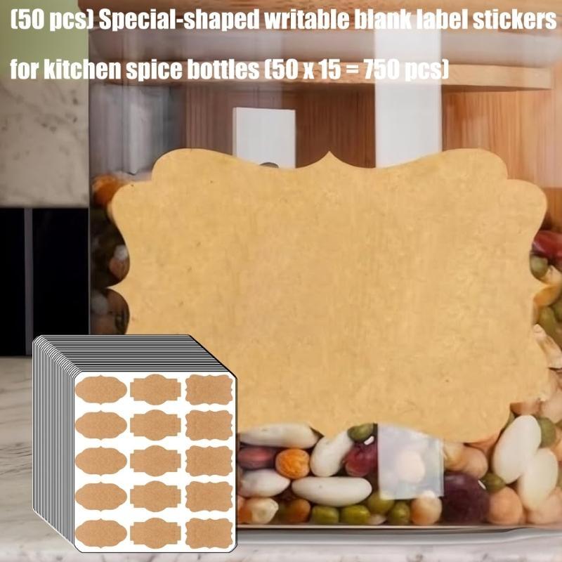 500Pcs Label Sticker Adhesive Gift Tages Sticker Krafts Label Sticker for Pantries,Masons Jar,Canning,Spices Bottles J0MC