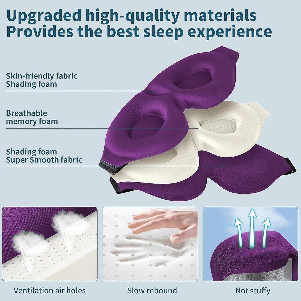 Sleep Mask for Side Sleeper, Light Blocking Sleeping Eye Mask for Women Men, 3D Contoured Cup Night Blindfold, Luxury Eye Cover Eyeshade with Adjustab