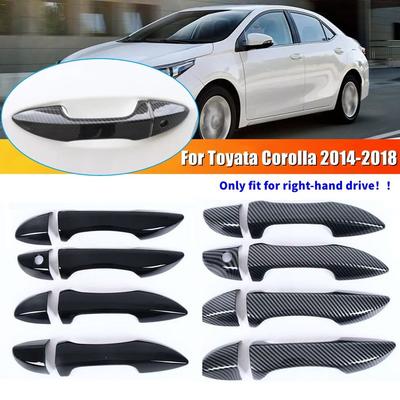 For LHD RHD Toyota Corolla 2014-2018 Car Carbon Style Black Exterior Door Handle Moulding Cover Trim Vehicle Accessories Decor