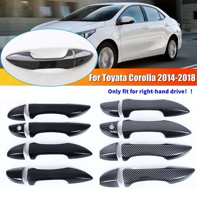 For LHD RHD Toyota Corolla 2014-2018 Car Carbon Style Black Exterior Door Handle Moulding Cover Trim Vehicle Accessories Decor