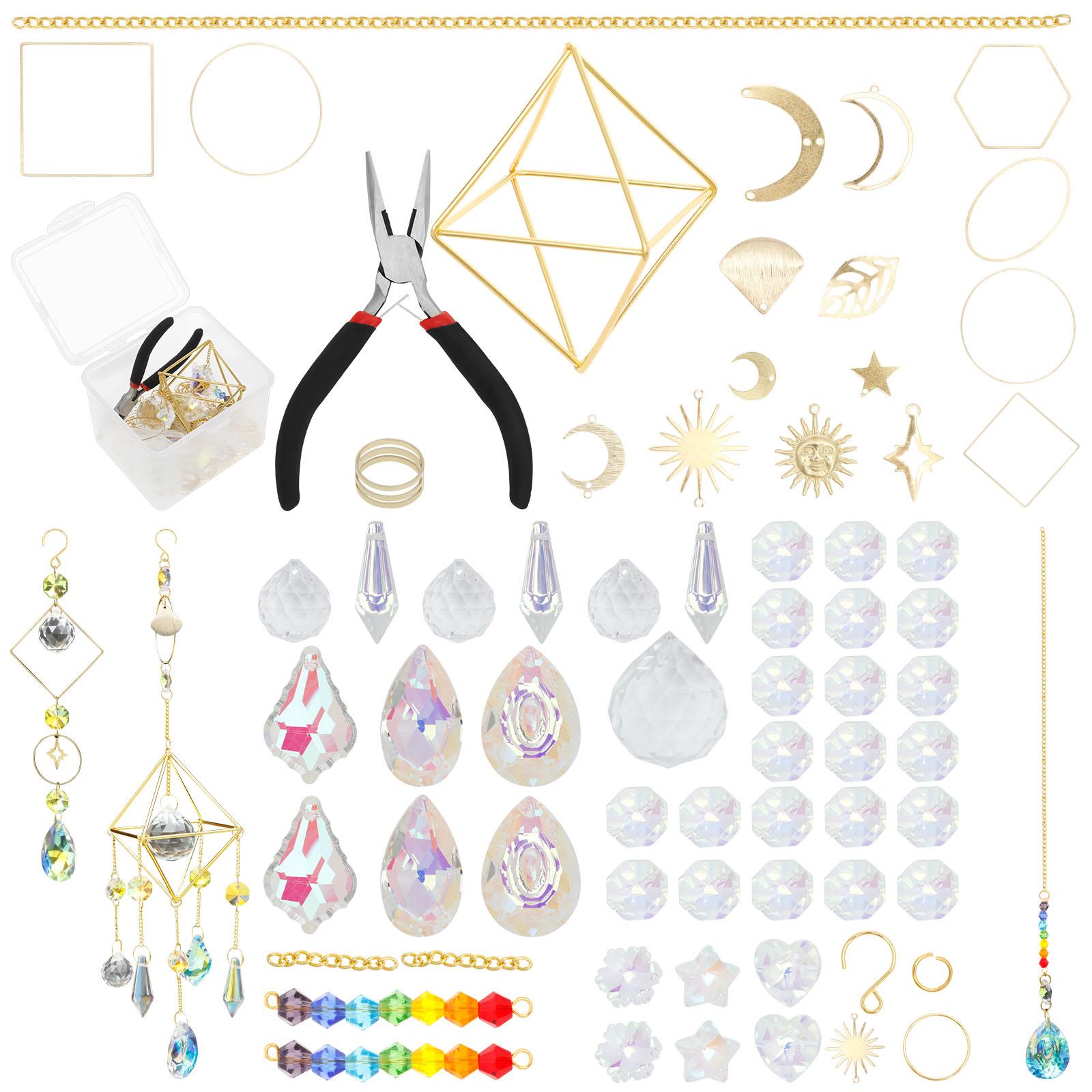 

400Pcs DIY Suncatcher Kit Creative Sun Catchers Hanging Colorful Prism Decor with Imitation Crystals for Home Garden Bedroom New