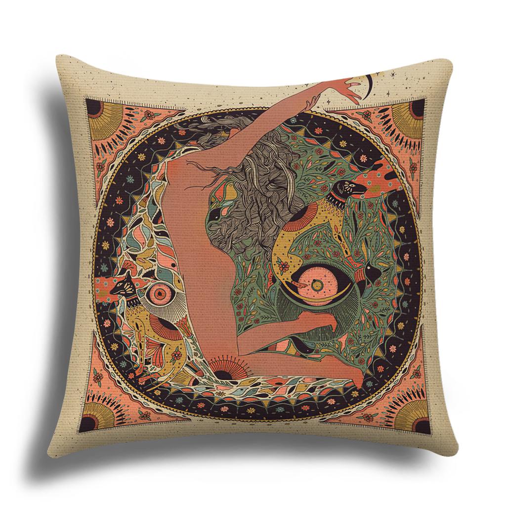 Classic Retro Girl Skull Illustration Cushion Cover Pillow Cover Sofa Cushion Cover Living Room Bedroom Soft Home Decoration