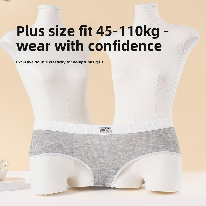Big Size Female Spring and Summer Cute Bear Print Extended Crotch Triangle Briefs