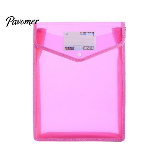 Portable Briefcase Pouch Transparent File Folder, with Snap Closure, Waterproof A4 A5 Document Bag, Student Work Organizer Large Capacity Colorful PP