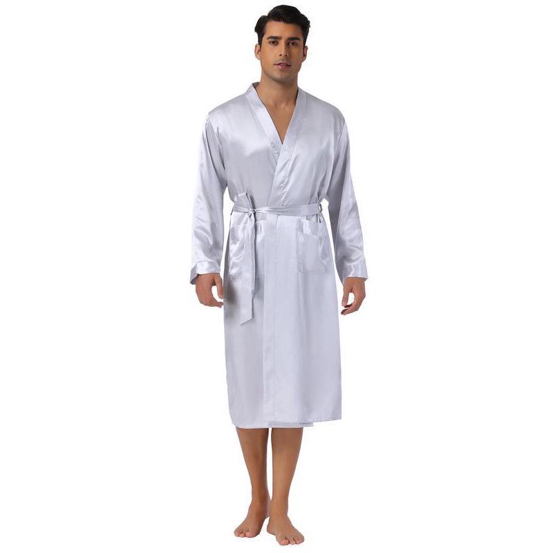 Men's Long Sleeve Satin Robe Homewear T1016