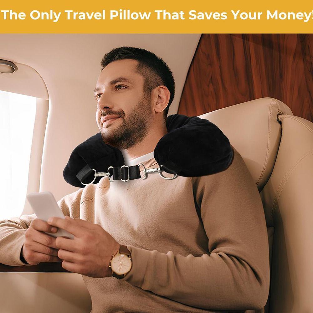 Velvet Neck Pillow Storage Bag Adjustable Neck Size U-Shapes Pillow Stuffable Travel Pillow  Flight