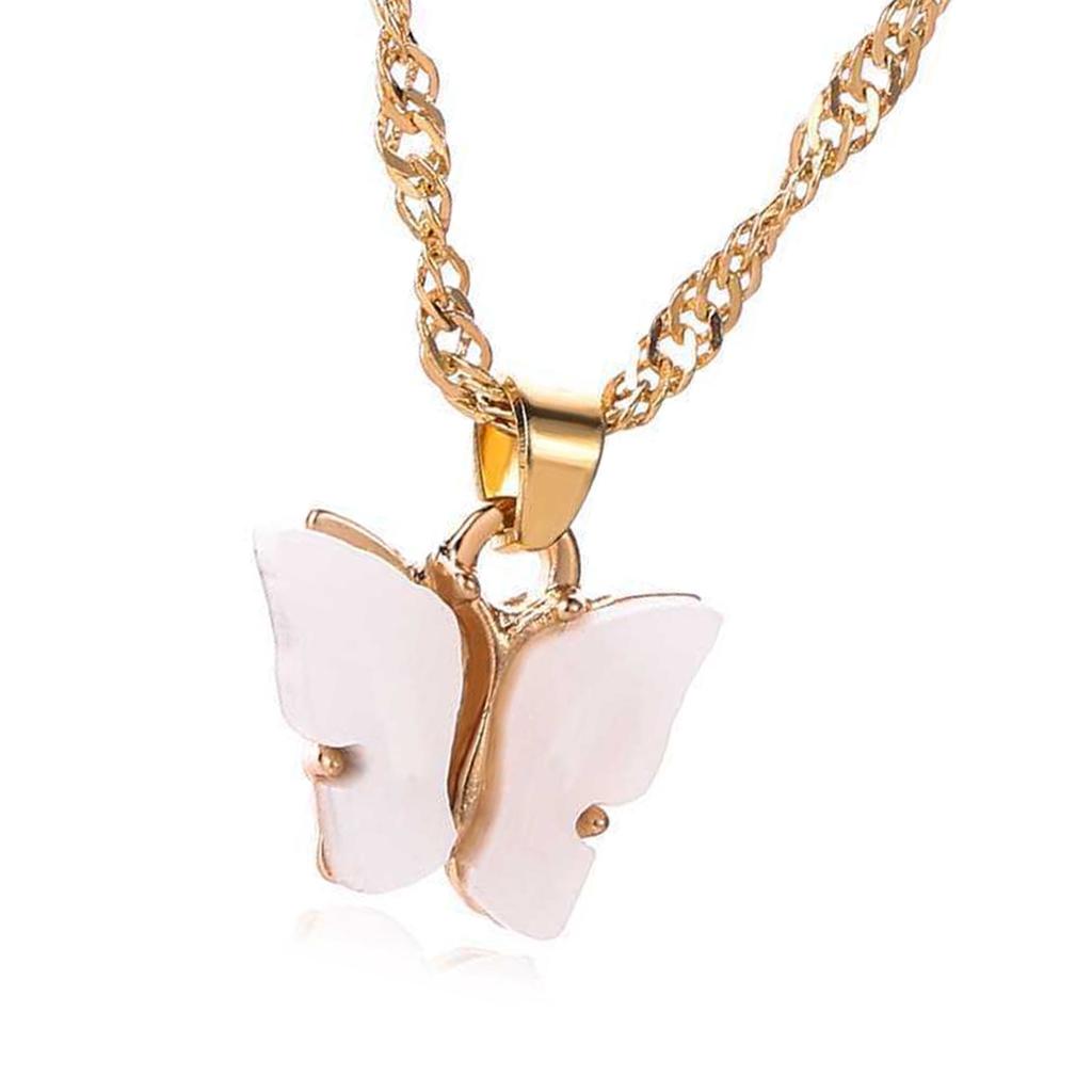 Elegant Butterfly Acrylic Pendant Necklace Sweet Stylish Jewelry Accessory for Women Trendy Gifts Ideas Casual Wear