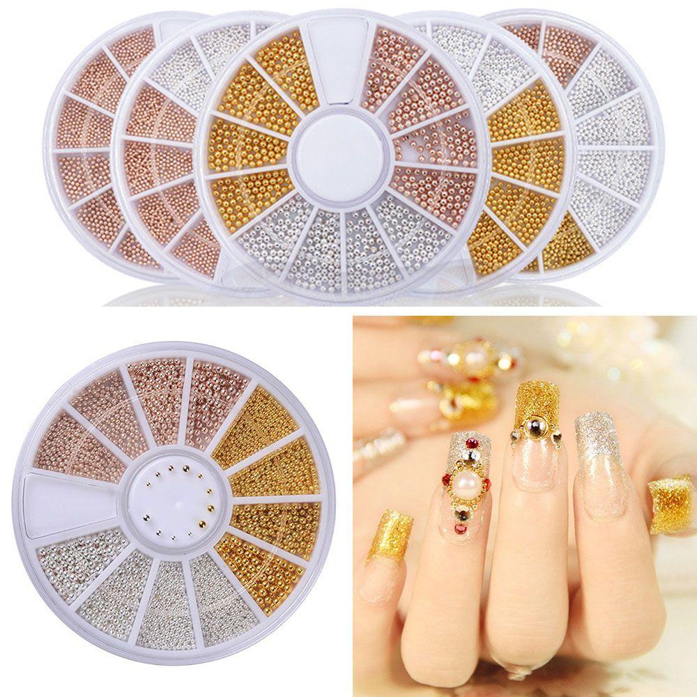 

Мода 0.8-1.5 mm Bling 3D Металлические бусины Колесо Nail Art Советы Маникюр Украшение
