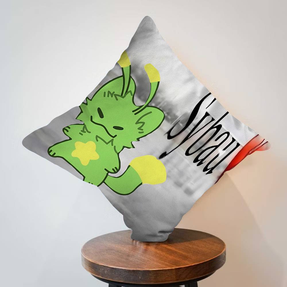 Cute Green Alien Cat Cushion Cover Pillow Cover Decor Pillowcase Printed Cushion Case for Couch 30x30cm