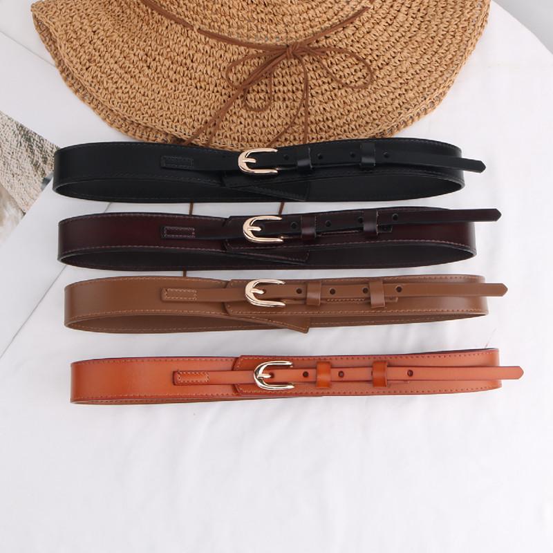 Women's Genuine Leather Oval Pin Buckle Belt for Dresses and Coats
