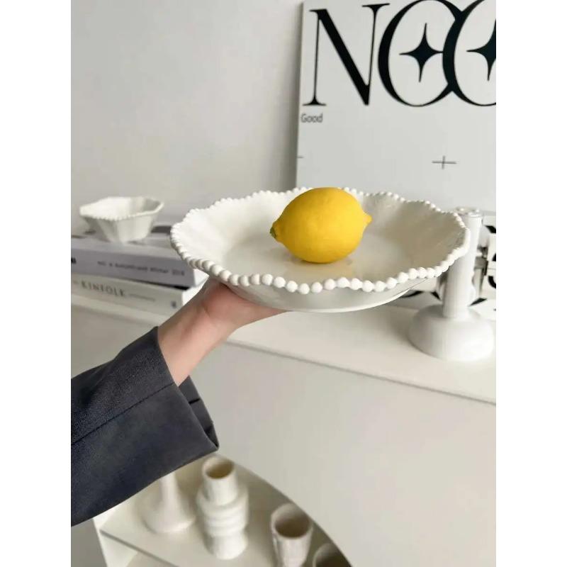 Ceramic Pearl Plate Breakfast Sense Dessert Bow Bread Dish Tableware