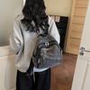 Schoolbag School Bag Female Student Denim Computer Backpack Large Capacity American Retro Backpack Commuter Versatile Multi-Zipper Bag