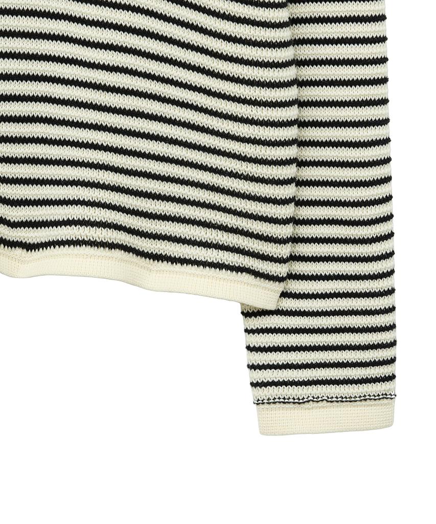 NOIRER Cotton Crochet Polo Knit (Black Eye)