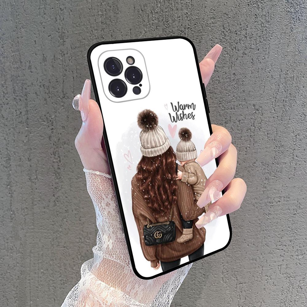 

Baby Mom Girls Phone Case For iPhone 15 14 11 12 13 Mini Pro XS Max Cover 7 8 Plus X XR Funda Shell For iPhone 15 pro