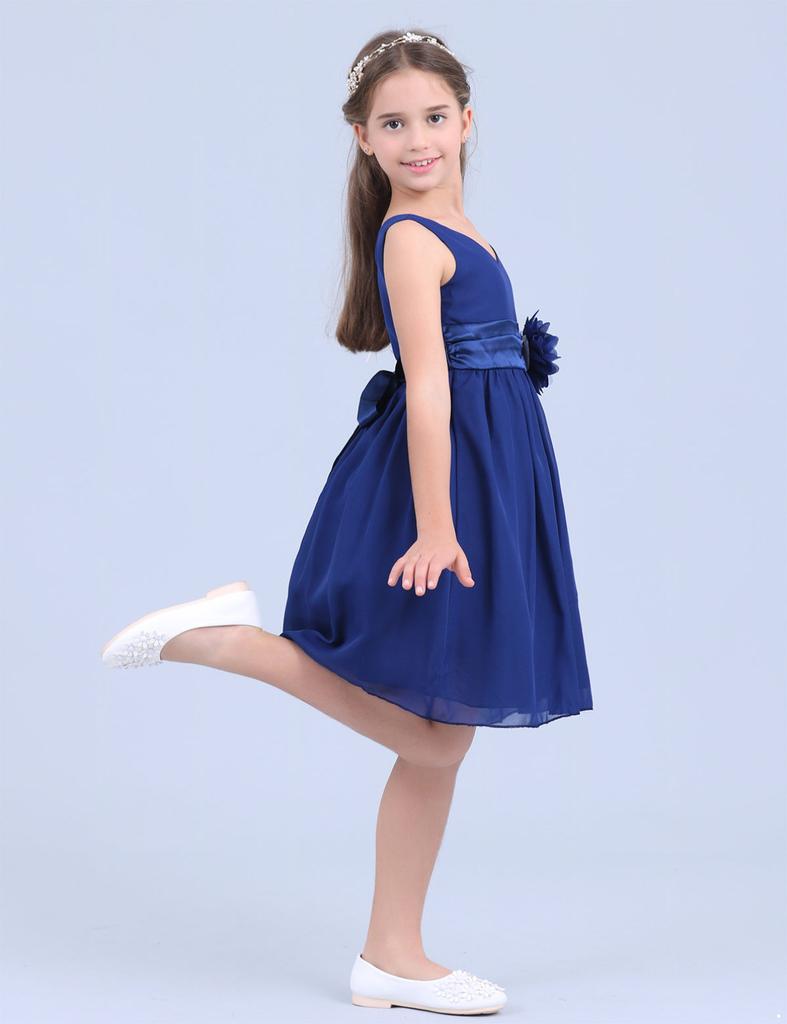 Kids Girls Princess Dress V Neck Flower Tutu Dress Pageant Junior Prom Gown Wedding Bridesmaid Evening Party Dress