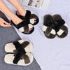 Fashion Cross Warm Fluffy Slippers Women Lightweight Flat Heels Slides Woman Autumn Winter Open Toe Comfortable Home Slippers
