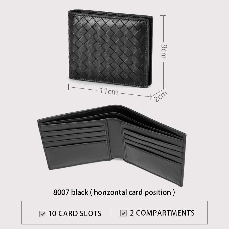 High-end woven wallet generation RFID medium and long loose-leaf wallet leather black hand bag