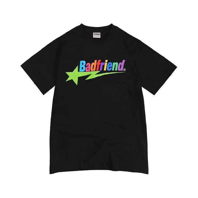 

Хлопковая футболка с буквенным принтом, свободные топы с принтом Badfriend, свободные топы с короткими рукавами и круглым вырезом S