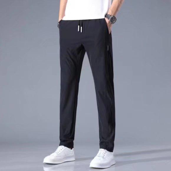 Men's Casual Ice Silk Pants - Loose, Trendy, All-Season, Large Size Straight Trousers