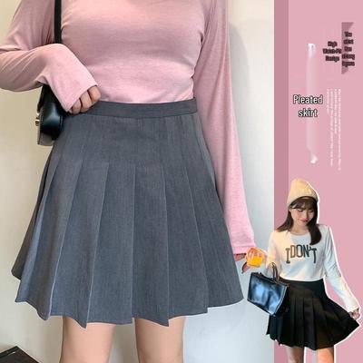 Autumn Plus Size Preppy High Waist Pleated Skirt