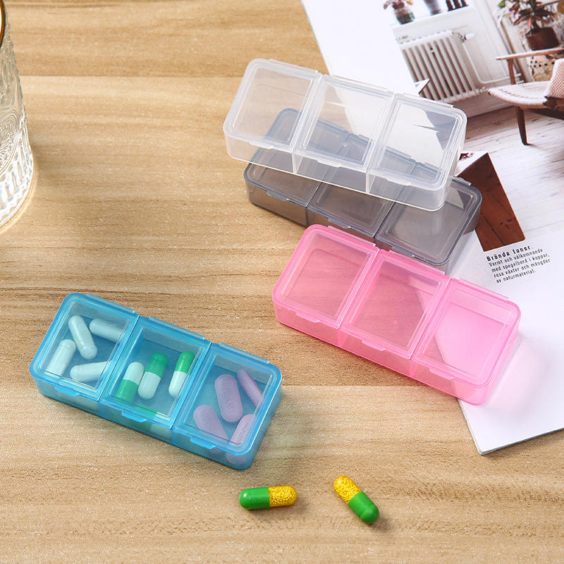 Portable Travel Pill Box Cases Organizer 3 Grid Medicine Box For Morning Middle And Evening Medication Tablets Mini Storage Box