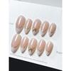 24 Uds. Puntas de Uñas Francesas Cortas Hechas a Mano Set de Manicura Uñas Postizas Adornadas con Línea Dorada y Circonita