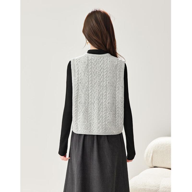 Shaxi Women's 100% Wool Retro Cable Knit Vest