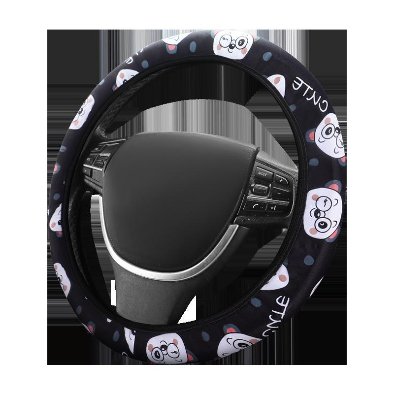 2024 Новый чехол на руль автомобиля из хлопка и льна с принтом леопарда, следом кошки, бабочкой, енотом Universal
