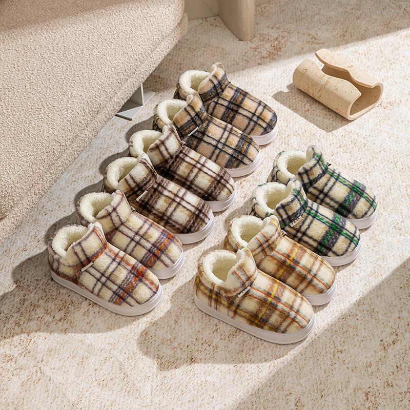 Baogen thick plush cotton slippers autumn and winter couple plush wear-resistant home comfortable warm snow boots