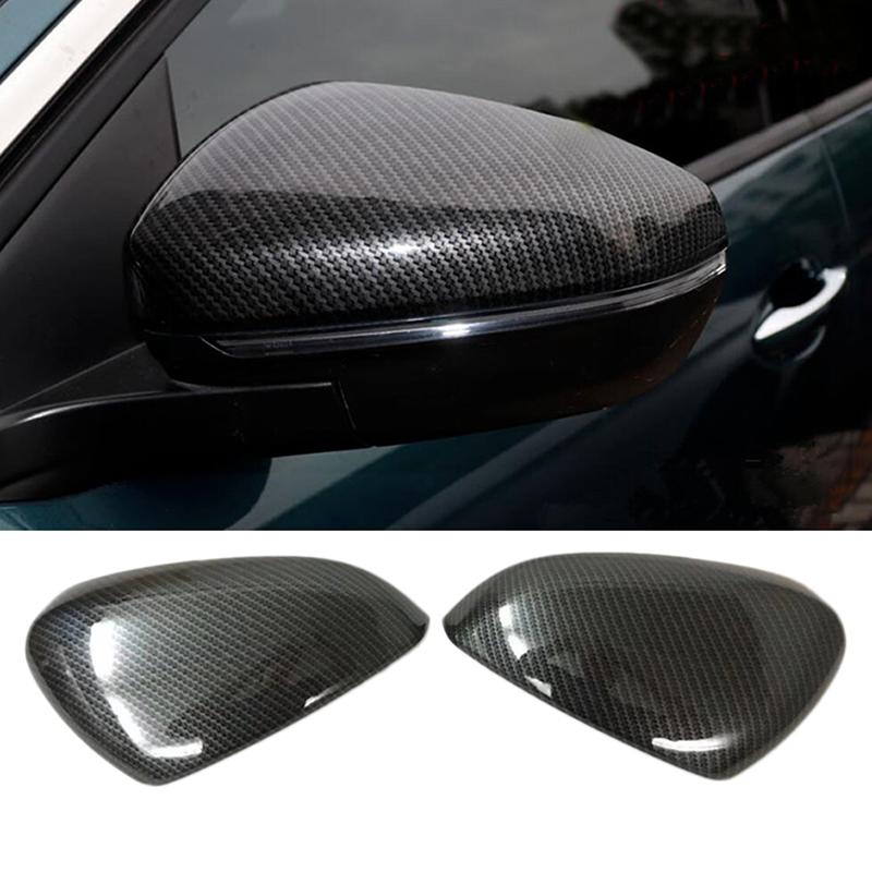 New Carbon Fiber Style Chrome Rearview Door Mirror Cover Trim For Peugeot 5008 2017