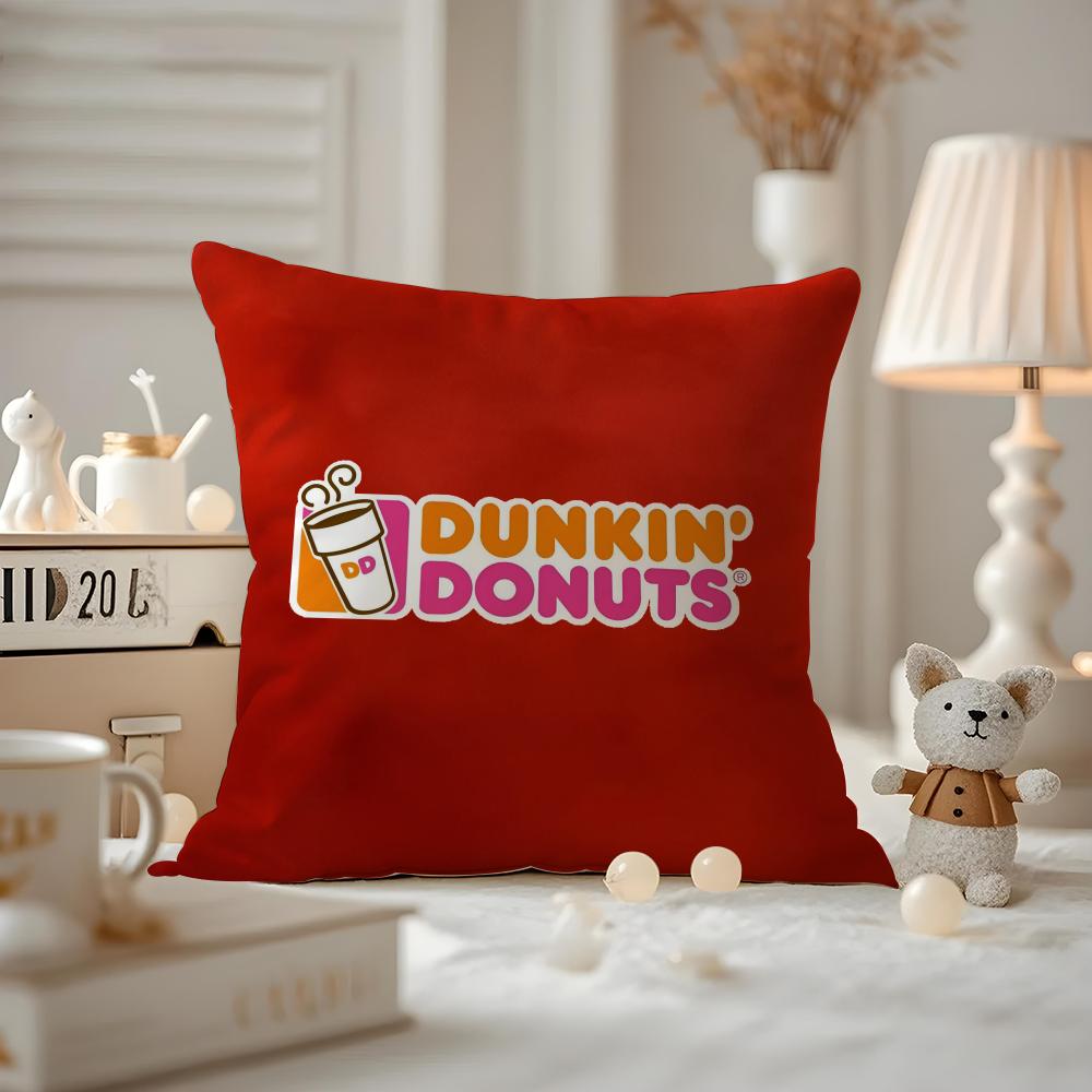 Dunkin' Donuts Cushion Cover Anti-dustmite Pillowcase Invisible Zipper Silky Short Plush Sofa Cushion Cover