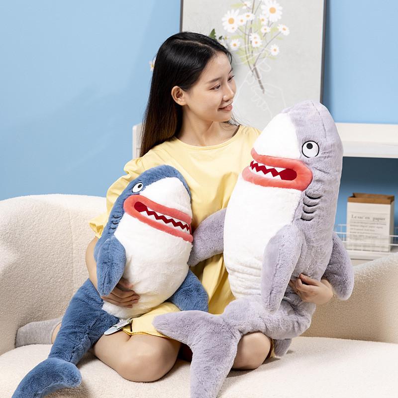 Large Ocean Animal Plush Toy Pillow Wholesale Shark Doll Cross-border Pressure Bed Doll Birthday Gift 85cm