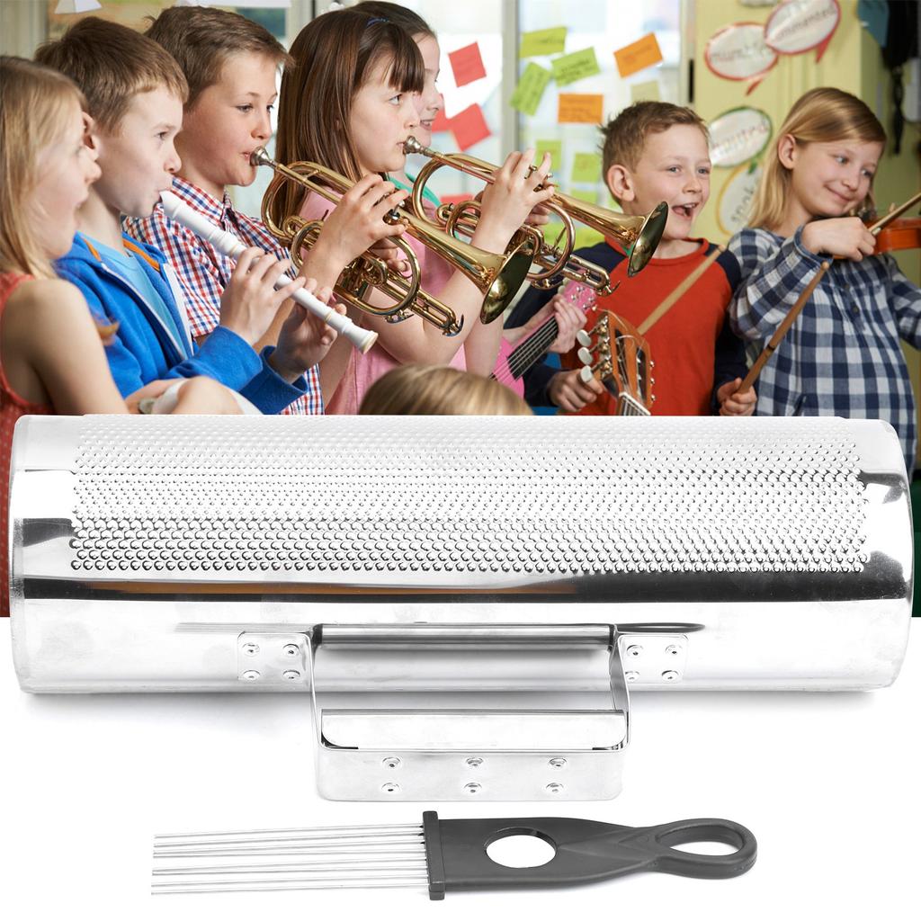 Guiro Shaker Aluminum Orff Percussion Instrument Scraper Music Teaching Aids 4x12in
