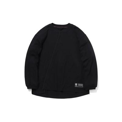 Li Ning X Jackie Chan Collaboration Kung Fu Series Loose Fit Round Neck Long Sleeve T-Shirt Men Tops Black AHSQ715-2