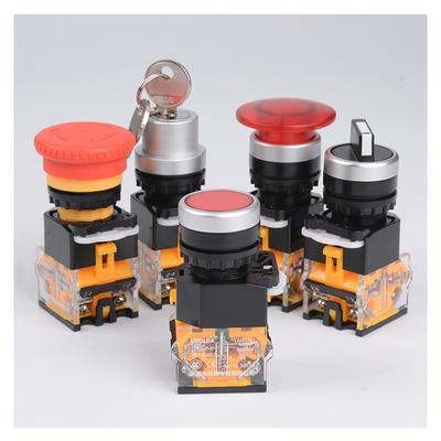 1Pcs 22mm 4 Screw Circular Small Size Flat Round Panel Cutout LA38-11 LA38-11BN ON-OFF Momentary/Self Locking Push Button Switch
