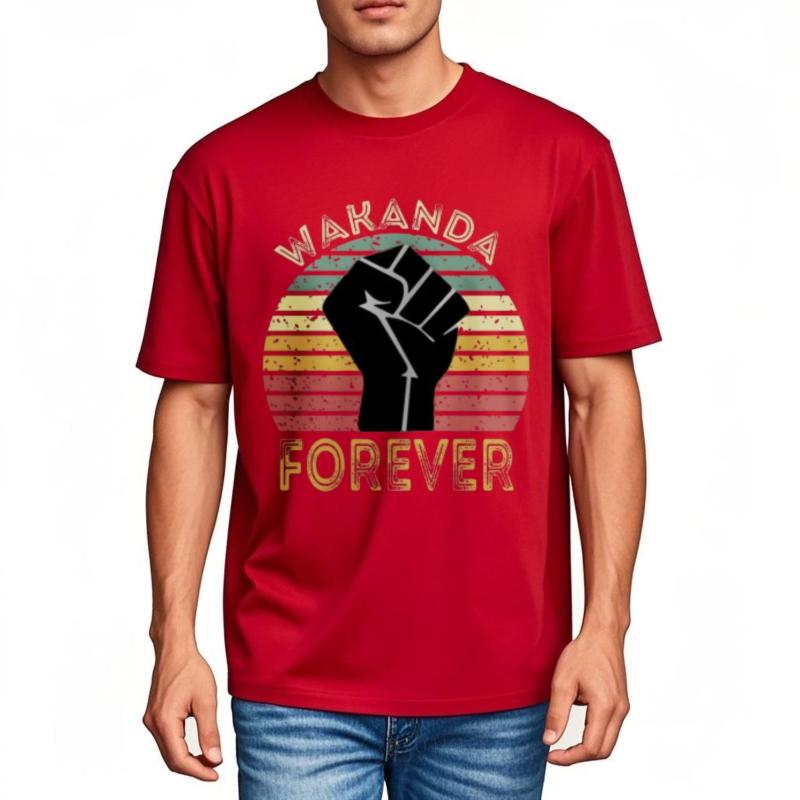 Solid Color Women Summer Tshirt Casual Wakanda Forever Fist Sunset Pattern Everyday Boys Top Tees Mens Tshirt Essential Tee