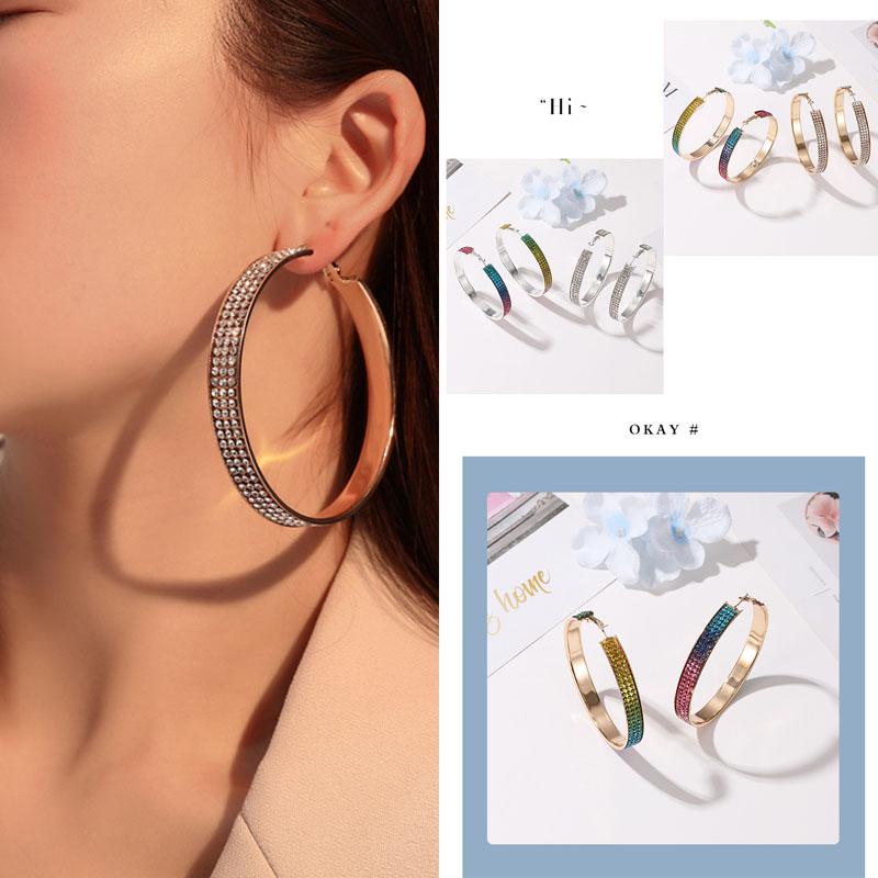 Big Hoop Earrings Crystal Rhinestone Floral Design Alloy Metal For Women Fashion Big Hoop Earrings Crystal Rhinestone Floral Design Alloy Metal For Women Fashion