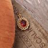 Luxury Electroplated Carved Pendant with Red Diamonds - Women's Collarbone Chain Accessory