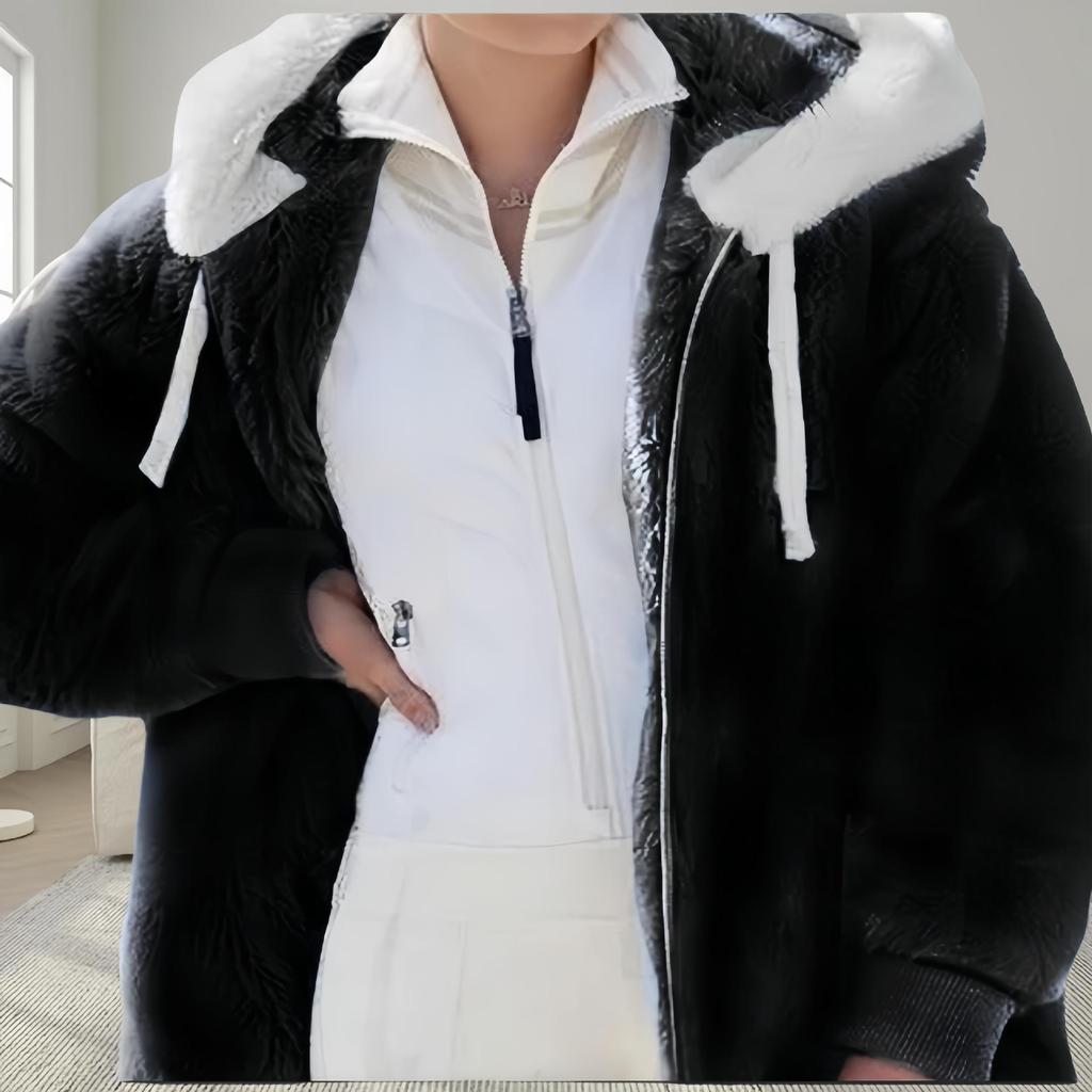 2024 Women's Fashion Plush Zip Hoodie: Warm & Versatile Winter Outerwear