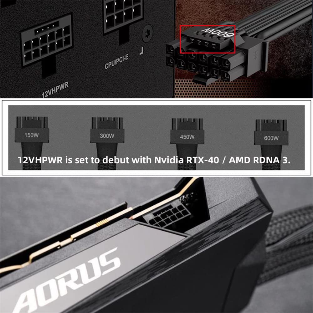 Cablecc 12VHPWR Power Modular Cable for Dual ATX 8Pin 3080 3090TI PSU 16Pin Graphics Card ATX3.0 PCI-E 5.0 12+4P