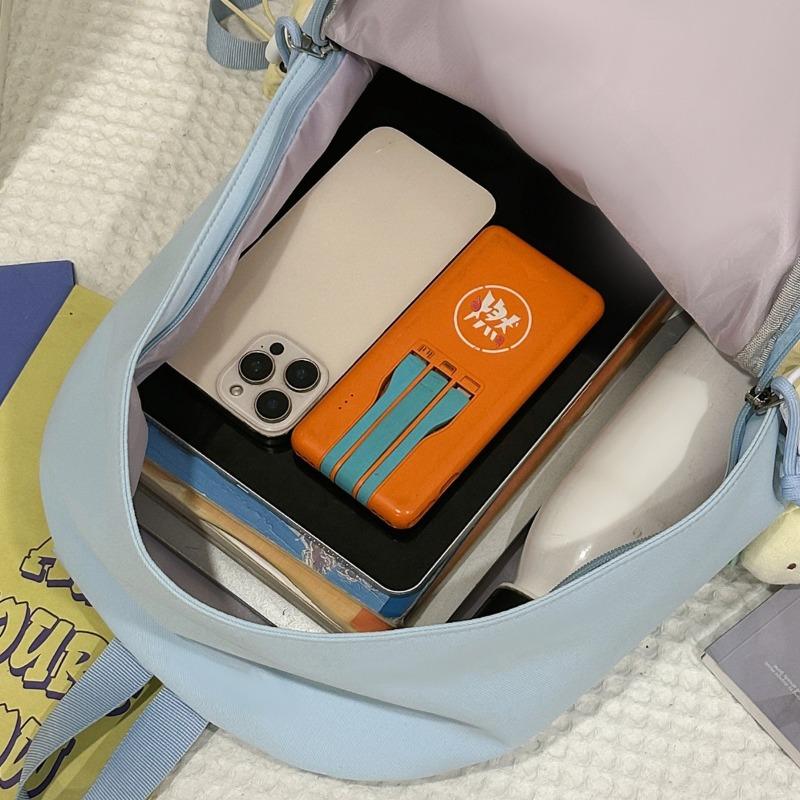 School bag female ins wind Korean version backpack contrasting colors Harajuku college wind campus junior high school students backpacking trip