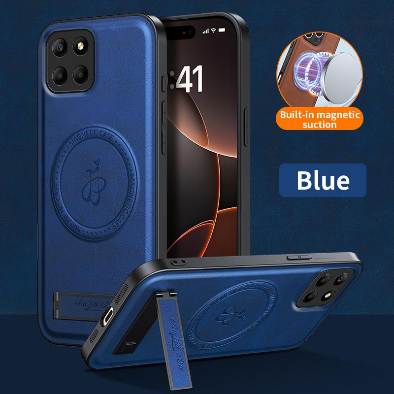 Magnetic Stand Holder Leather Phone Case For Honor X7C X8B X8C X9C X9B X9A 400 200 Magic 7 Pro Lite Wireless Charging Logo Cover
