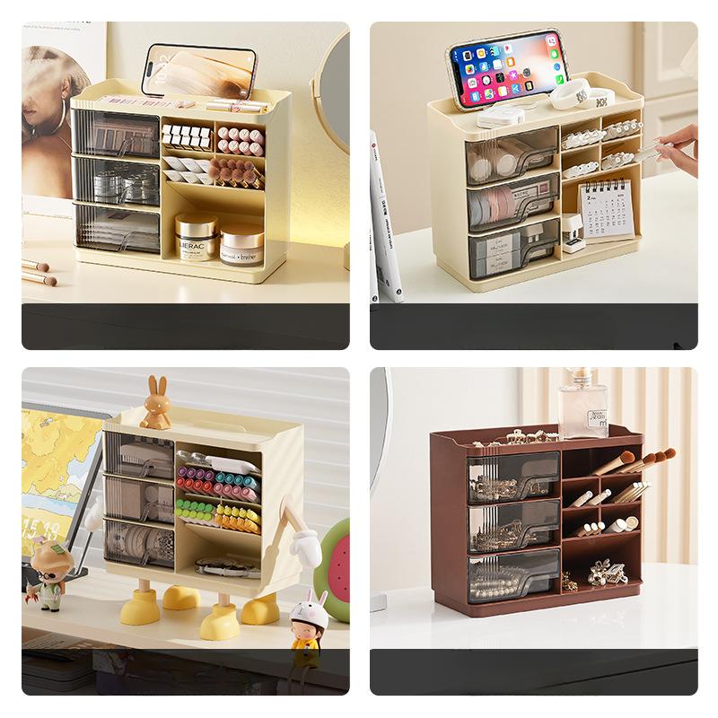High Value Desktop Stationery Storage Box Large Capacity Multi Layer Drawer Type for Officestudent Pen Holder Household