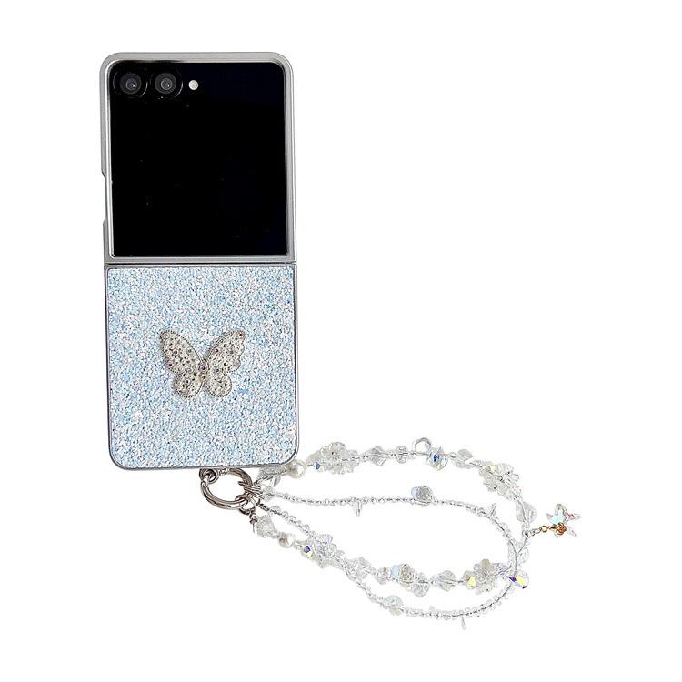 Applicable to Samsung ZFlip7 folding glitter silver edge mobile phone case butterfly bracelet zflip6/5/4 anti-drop protective case