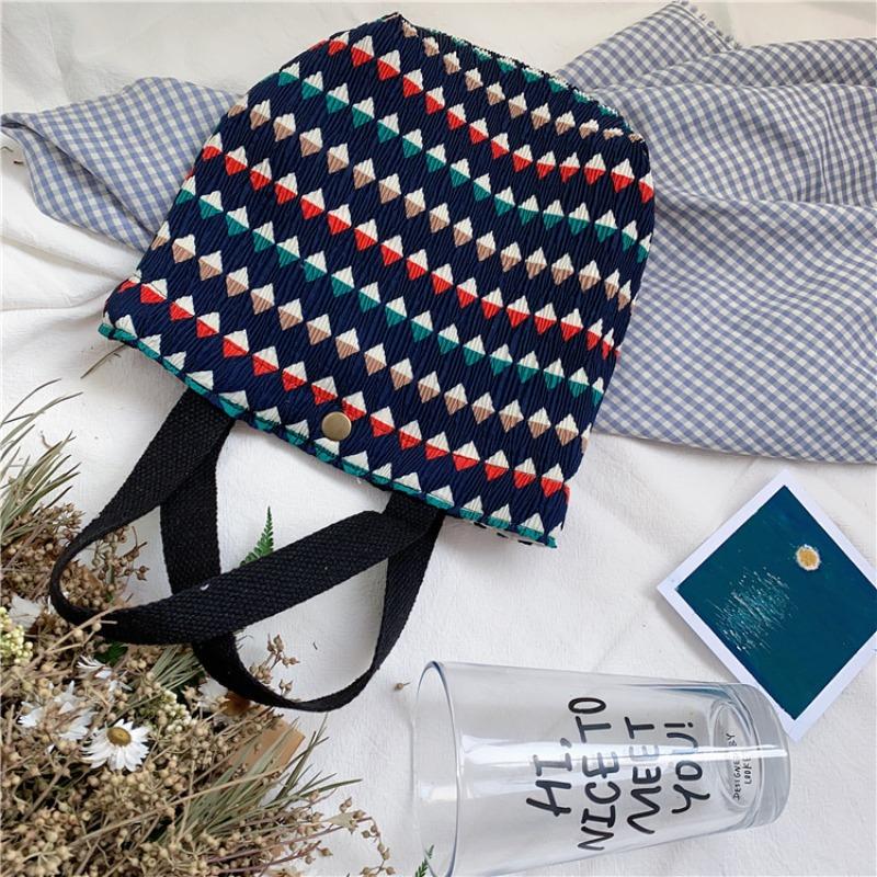 12 small fresh and cute small cloth bags women's wrinkled cloth printed handbags Bento bags