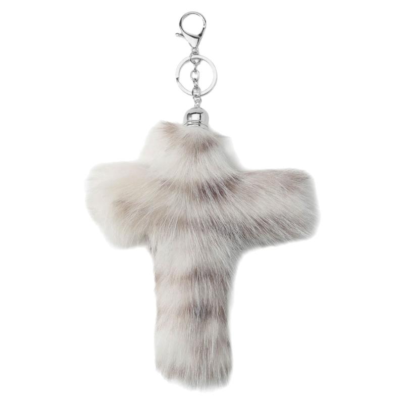 Y2K Retro Sweet And Cool Gradient Crosses Shape Keychain With Soft Plush For Bags Keys Backpacks Stylish Present Choice