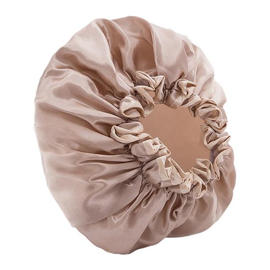 Waterproof Shower Cap Elastic Drawstring Double-Layer Water-Resistant Fabric Hair Protector Hair Care Bath Hat