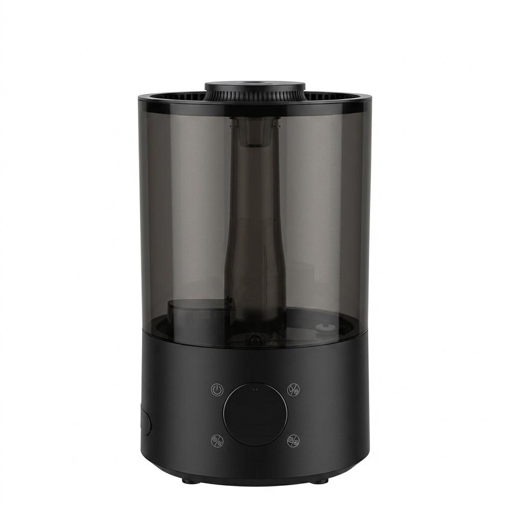Smart Black Desktop Humidifier: Large Mist, Water Timing, Aromatherapy, Clear Tank for Home Bedroom